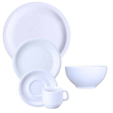 Jogo Jantar Chá C/ Bowl Protel 30 Peças Porcelana Schmidt 6 Pessoas