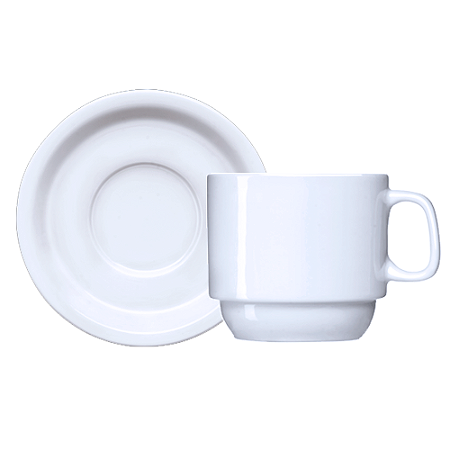 24 Xícaras Chá C/ Pires 200ml Cilíndrica Porcelana Schmidt