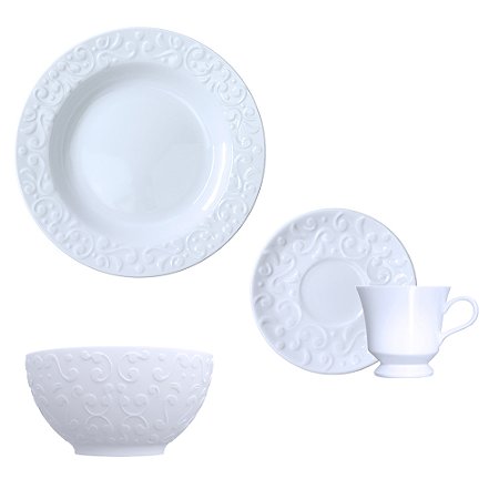 Jogo Pratos Xícaras e Bowl Tassel Porcelana Germer
