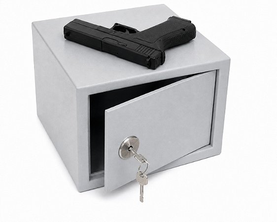 Cofre para Arma Curta com Chave Tetra - Pistola e Revólver - Armas Curtas CAC, Guarda Armas de Aço Pequeno