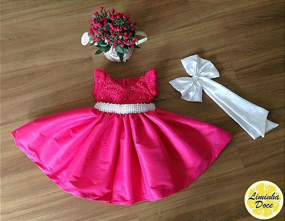 vestido rosa infantil para festa
