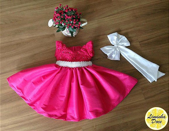 vestido infantil rosa de festa