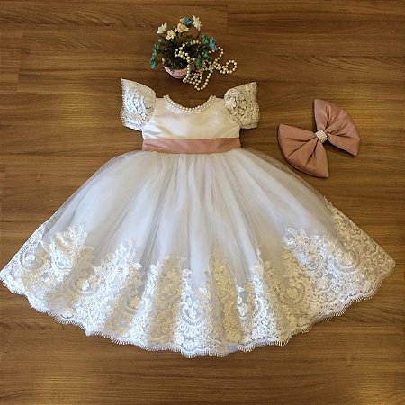 vestido daminha saia tule