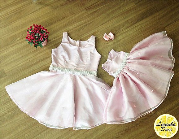 vestido de festa tal mãe tal filha rosa
