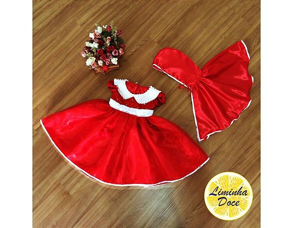 vestido de festa chapeuzinho vermelho infantil
