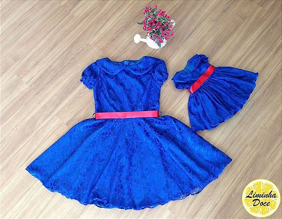 vestido infantil azul royal