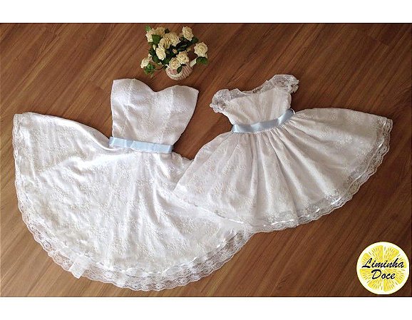 vestido tal mãe tal filha branco