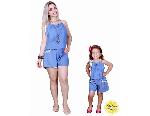 vestido mae e filha jeans