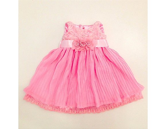 Vestido de Festa Plissado Rosa - Infantil