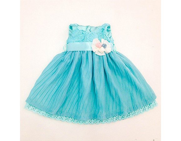 Vestido de Festa Plissado Azul - Infantil