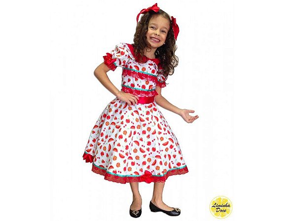 vestido festa junina infantil vermelho