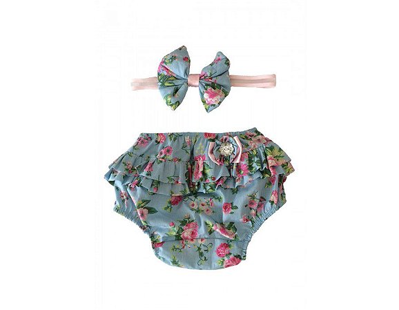 Tapa Fralda Floral Azul