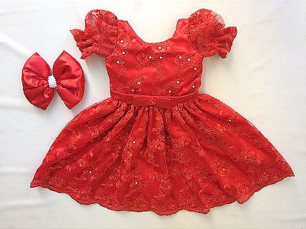 vestido vermelho de festa infantil