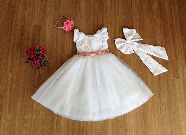 vestido infantil batizado renda