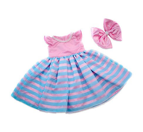 Vestido de Daminha Organza Listrada - Infantil