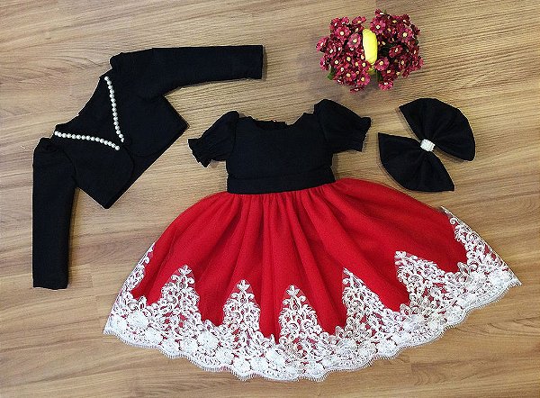 vestido infantil de festa vermelho