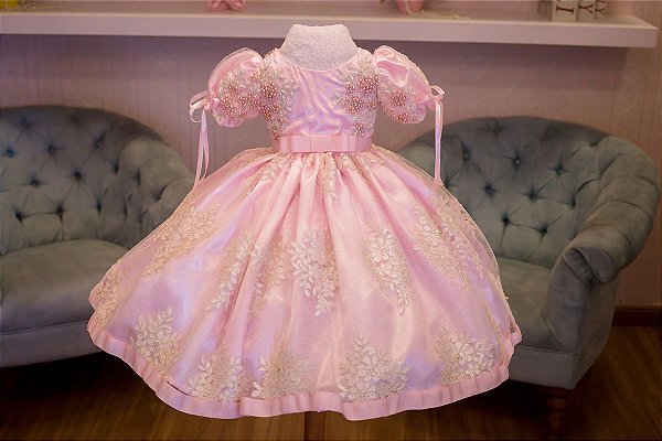 vestido de princesa infantil rosa