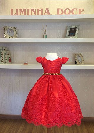Vestido de Daminha Vermelho - Infantil