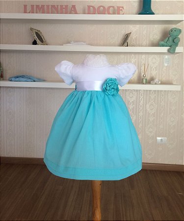 vestido infantil verde tiffany