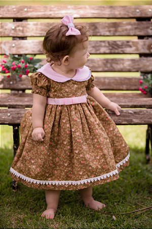 Vestido Floral Marrom - Infantil