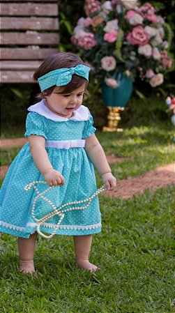 vestido de festa infantil azul bebe