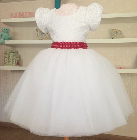 Vestido Luxo Branco e Vermelho - Infantil