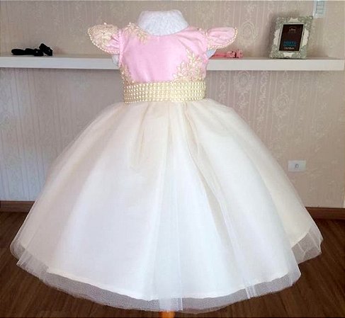 vestido luxo infantil rosa