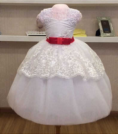 vestido luxo infantil branco