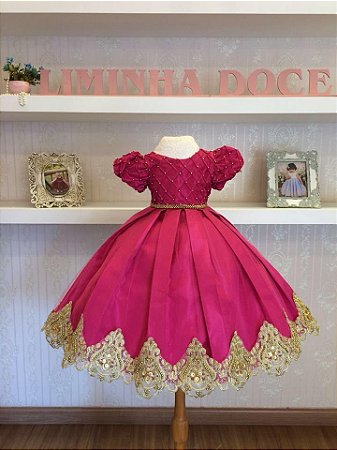 vestido de festa pink infantil