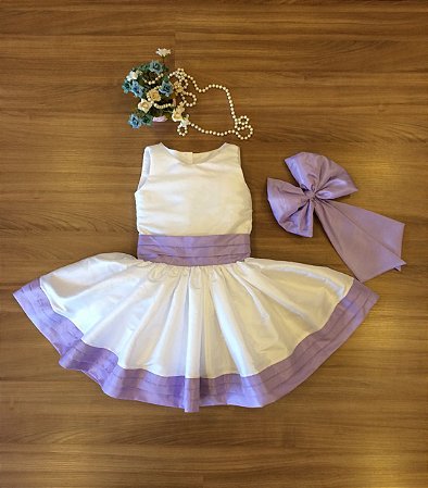 Vestido Para Festa Branco com Lilas