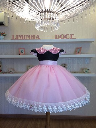 Vestido Festa Minnie rosa-Infantil