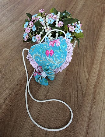 Bolsa  e Laço de Cabelo Floral-Acessórios