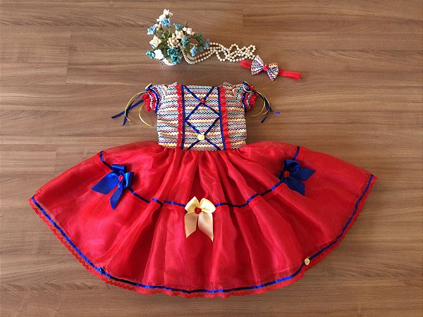 vestido quadrilha vermelho