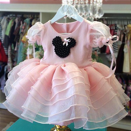 vestido festa minnie rosa