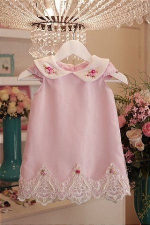 Vestido Trapezio  Rosa Luxo  - Infantil