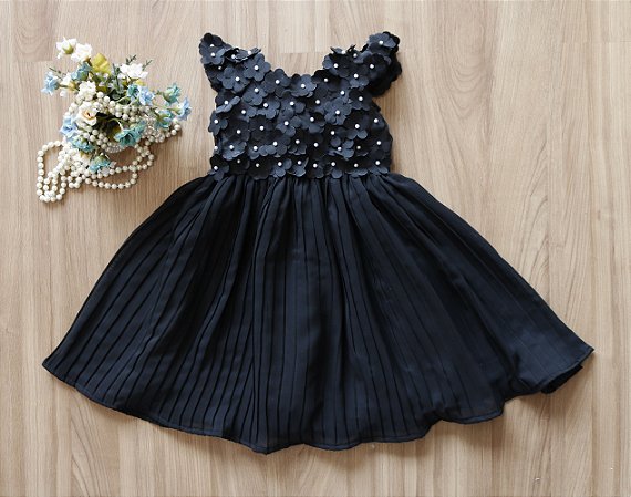 vestido plissado preto