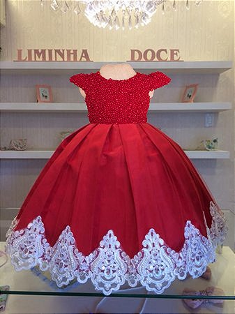 Vestido de festa vermelho luxo - vestido infantil