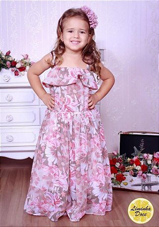 vestido floral claro- promoçao dias das crianças