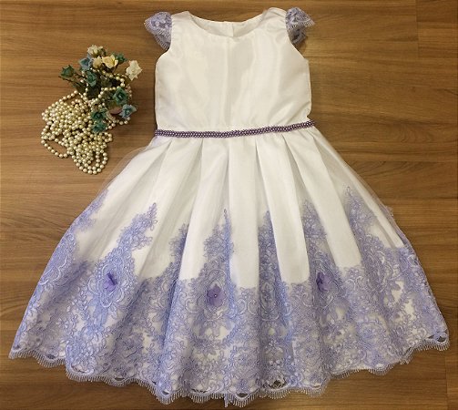 Vestido Lilas Com Branco  - Vestidos Daminha