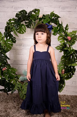 Vestido Longo Infantil Azul Marinho