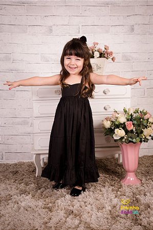 Vestido Preto Longo Infantil - Liminha Doce - Vestidos de Festa Infantis e  Mãe e Filha