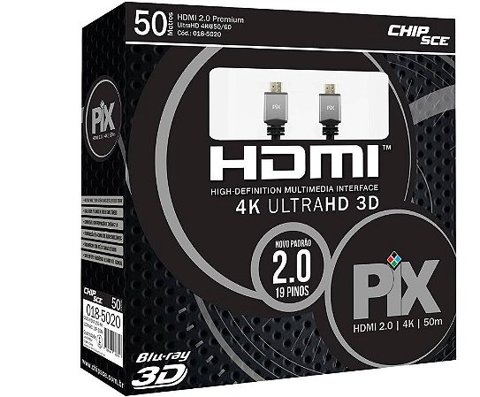 Cabo HDMI 2.0 - 4K, Ultra HD, 3D, 19 Pinos - 50 Metros - Chip Sce