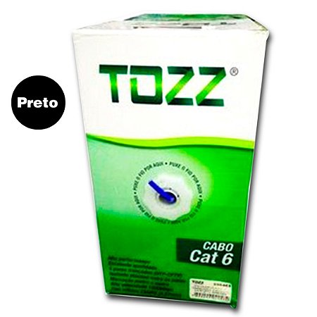 Caixa Cabo de Rede Cat6 - Preto - TZ6 - 305 metros - Tozz