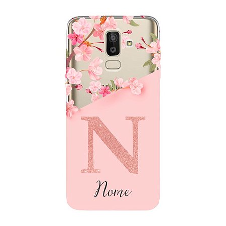 Capinha para Samsung A6 Plus Anti Impacto Personalizada - Delicate Flowers  Rosa com nome e fundo transparente - VILI CAPAS | CAPINHAS PARA CELULAR