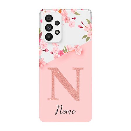 Capinha para Samsung A23 Anti Impacto Personalizada - Delicate Flowers Rosa  com nome e fundo transparente - VILI CAPAS | CAPINHAS PARA CELULAR