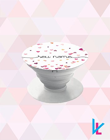 Pop Socket - Chuva de corações rosa com nome