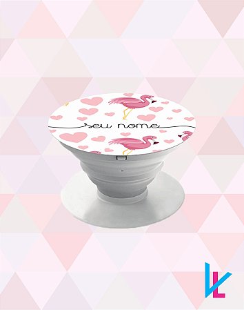 Pop Socket - Flamingos e Corações com nome