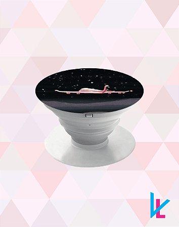 Pop Socket - Avião Rosa