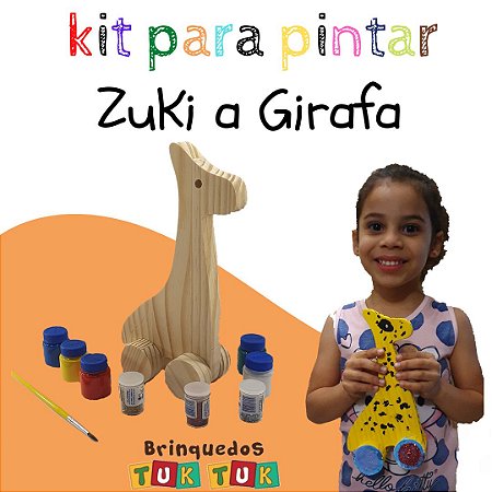 Brinquedo de Madeira para Pintar Zuki a Girafa Tuk Tuk