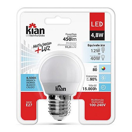 Lampada Led Bolinha 4,8W 6500K KIAN